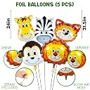 Party Propz Jungle Theme Birthday Decoration Kit – 49Pcs Happy Birthday Decoration Kit Boys with Jungle Theme Birthday Banner, 2ft Animal Foil Balloons, Safari Theme birthday Decoration (Foil,Latex) gallery image