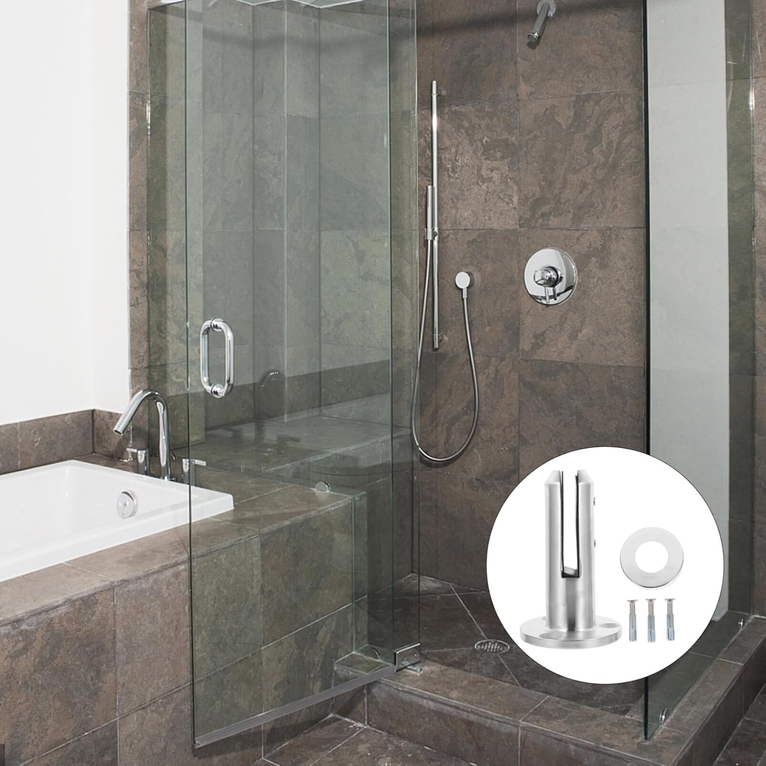 1set Glass Clip Clamp for Floor Installation and -Resistant Glass Spigot Holder for Pool Balcony and Stair Applications