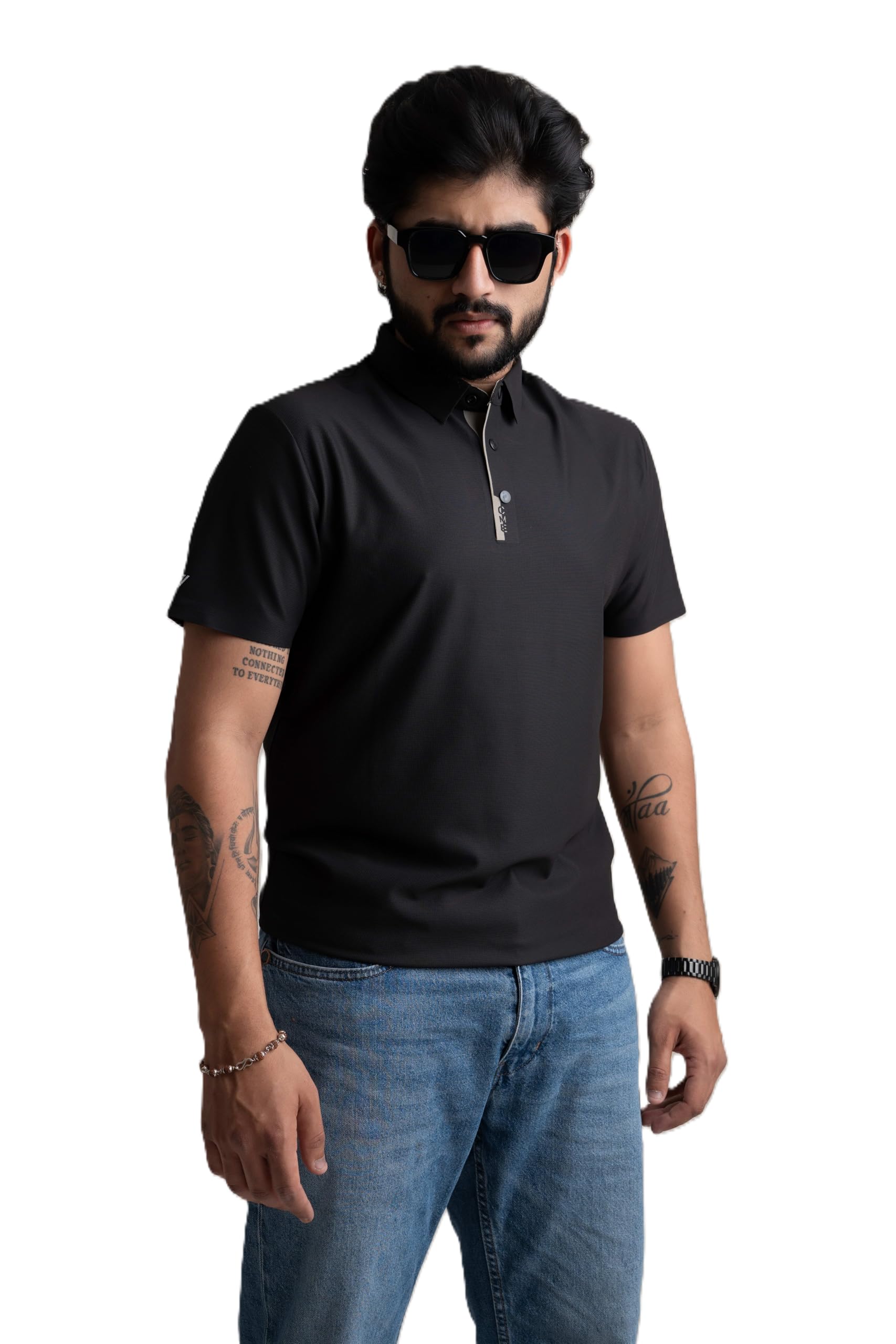 Black Polo T-Shirt, Stitchless Imported Fabric, Slim Fit-picture-28