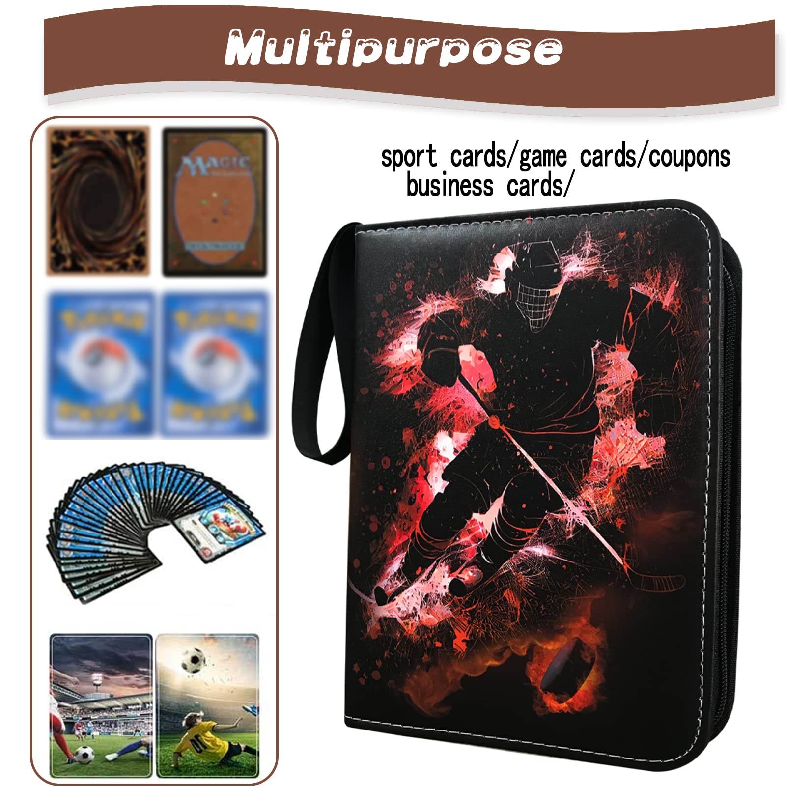 hockey card binder amazon Amazon.com: Hockey Card Binder, Trading Card Binder 4 Pocket with 50  Removable Sleeves Fits 400 Sport Cards, 3 Ring Card Holder Binder with  Zipper, Collector Storage Album : Toys & Games