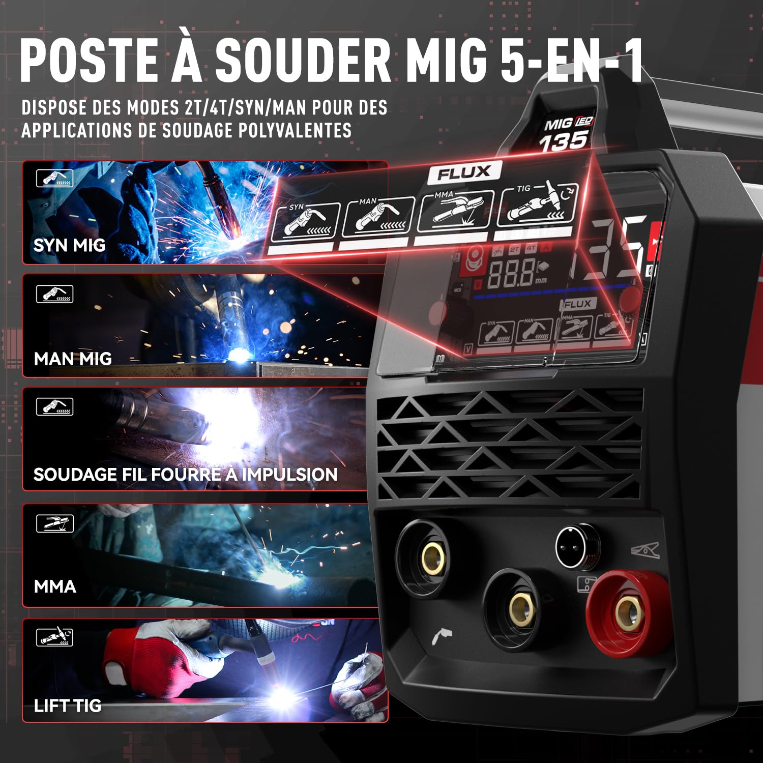 ANDELI 135A 4-in-1 Saldatore - MIG senza gas con filo animato & PULSO 230V