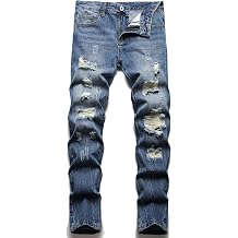 AITITIA Mens Ripped Regular Fit Jeans