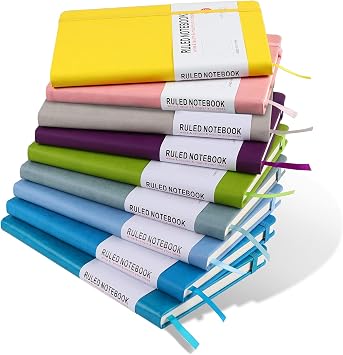 A5 Notebook, Journal Note Pad 200 Pages 80 GSM Journal Notebook Hardback Notepad with Lined Pages Composition Notebooks, Pen Loop and Expandable Paper Pocket, Journal Notepad Note Book- Bright Blue