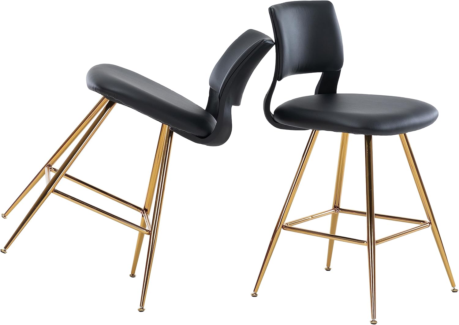 Sidanli Black Bar Stools Set of 2, Gold Bar Stools in Faux