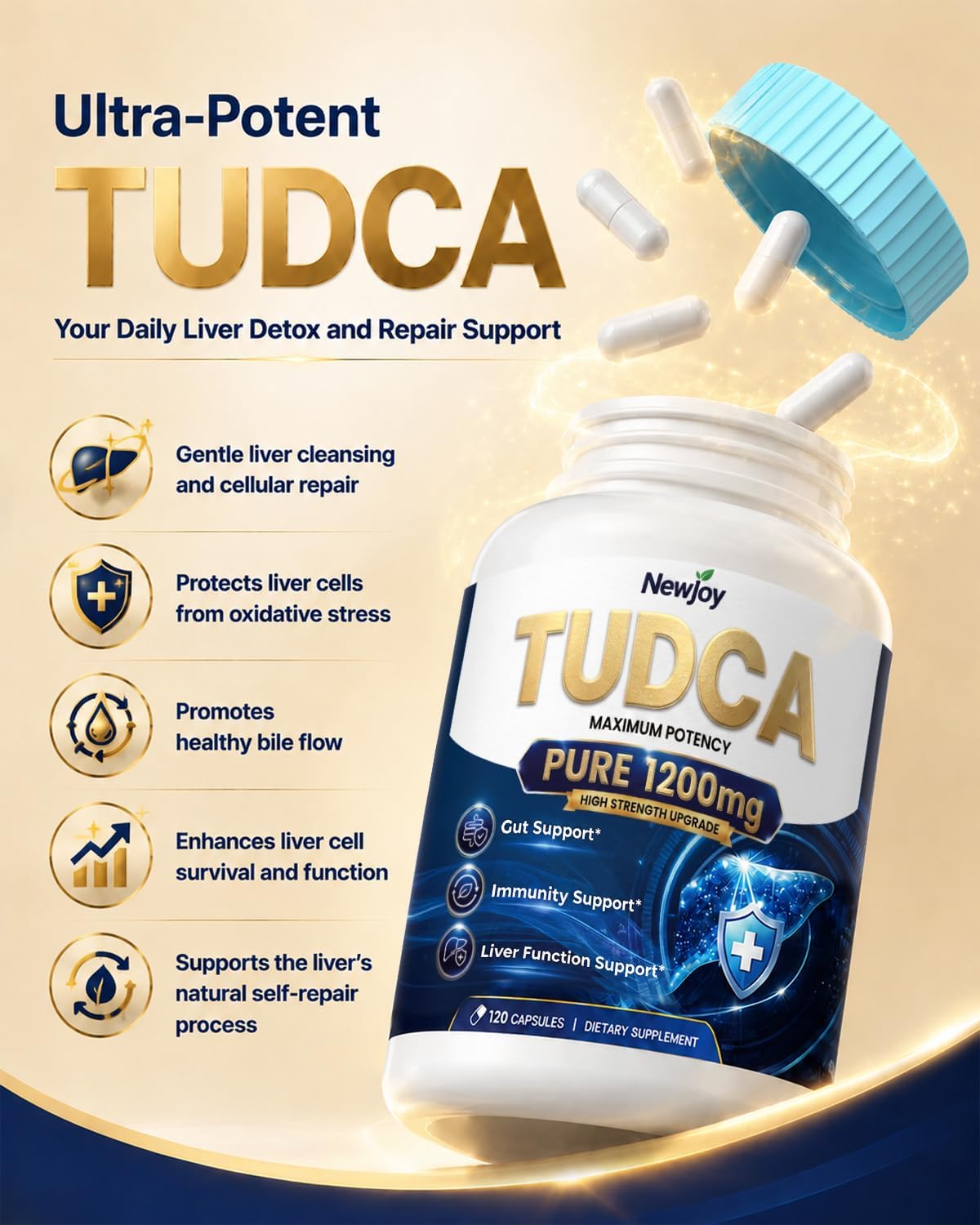Ultra Pure TUDCA Supplement 1200mg, 120 Vegetarian Capsules — Amazon image 2