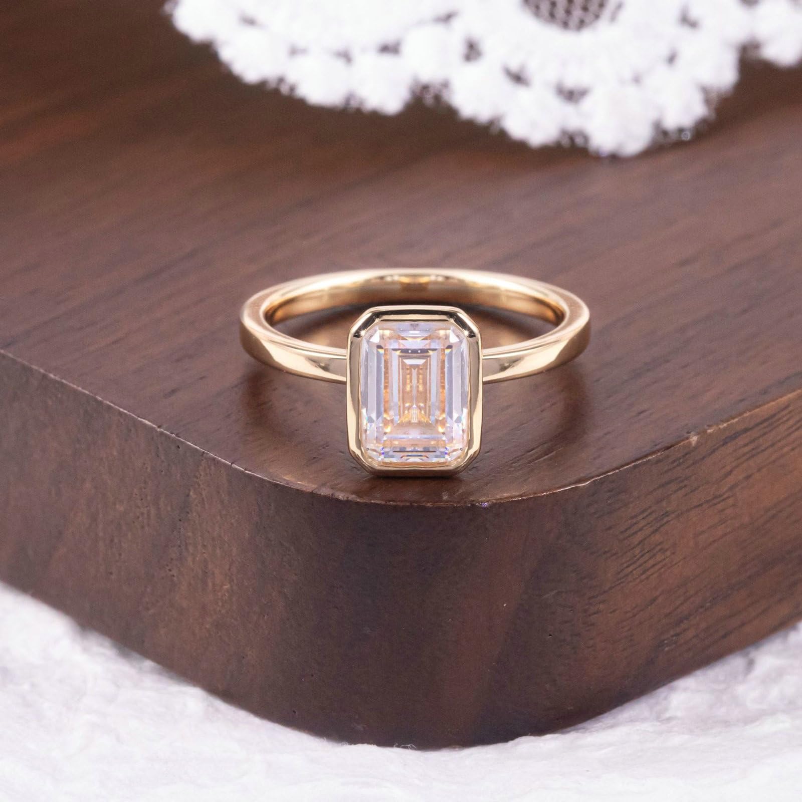 Anillo de moissanita de oro amarillo de 9 quilates, 14 quilates, 18