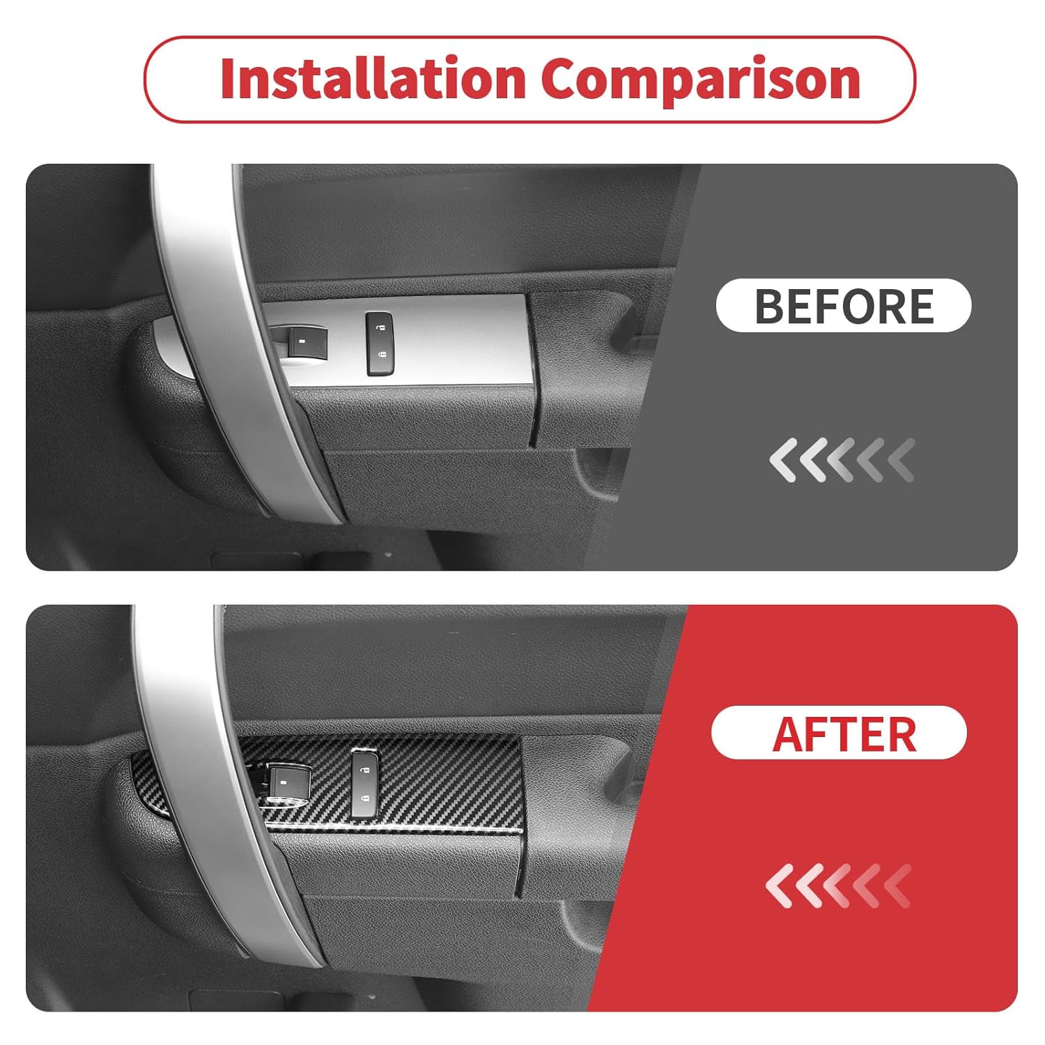 Linskip Power Window Switch Panel Covers Compatible with 2007-2014 Chevy Avalanche Suburban Tahoe Silverado & GMC Sierra Yukon, Door Controls Panel Trim, Interior Accessories Carbon Fiber Black