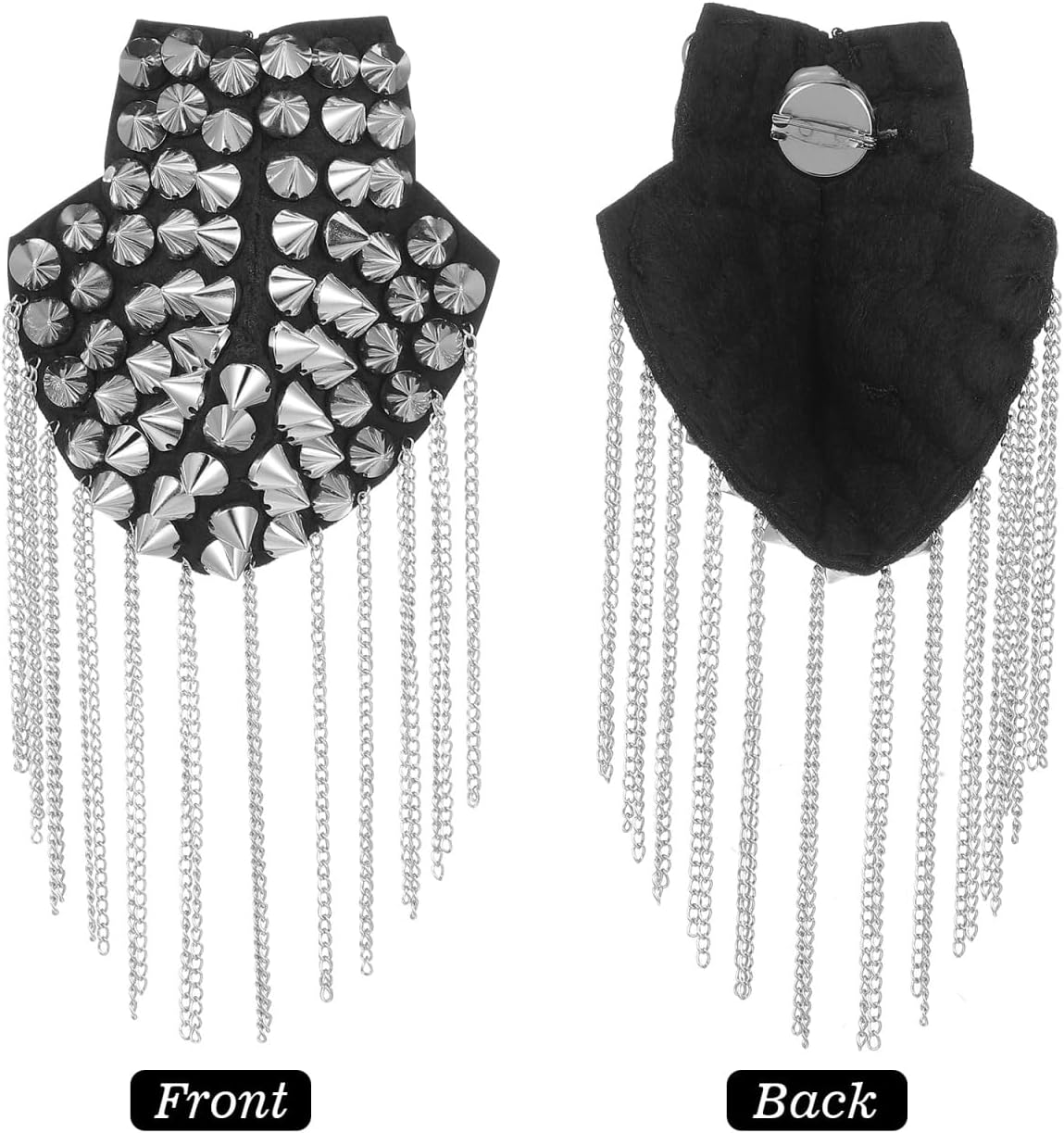 Operitacx 1 Pair Rivet Shoulder Epaulets Tassel Chain Fashion Metal Epaulettes Badge Silver Shoulder Tassels Pads for Men Women Uniforms Costumes Prom