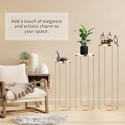 Miniatura 4 de Nalwort 2 soportes de flores dorados de 23.6 pulgadas, centros de mesa de boda para mesas, jarrones de flores modernos geométricos de metal, jarrón