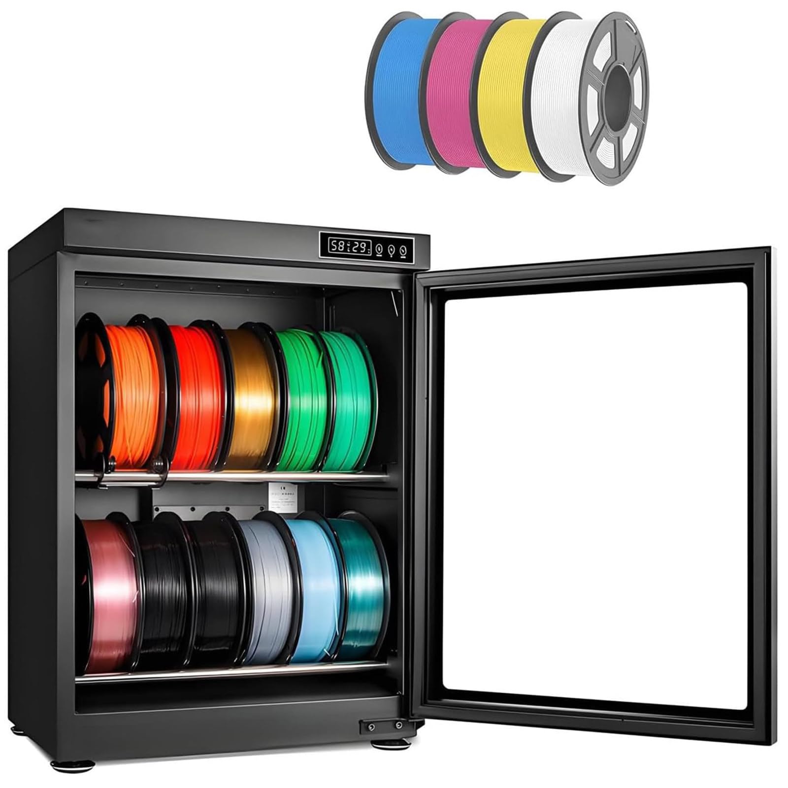 DDZJTPP 3D Printer Filament Dry Cabinet,Filament Dehydrator Storage Cabinet,Sealed Anti-Moisture Dry Box with LCD Display,Multi-Roll Drying Rack,Moisture Proof Solution for 3D Printing Materials 70L