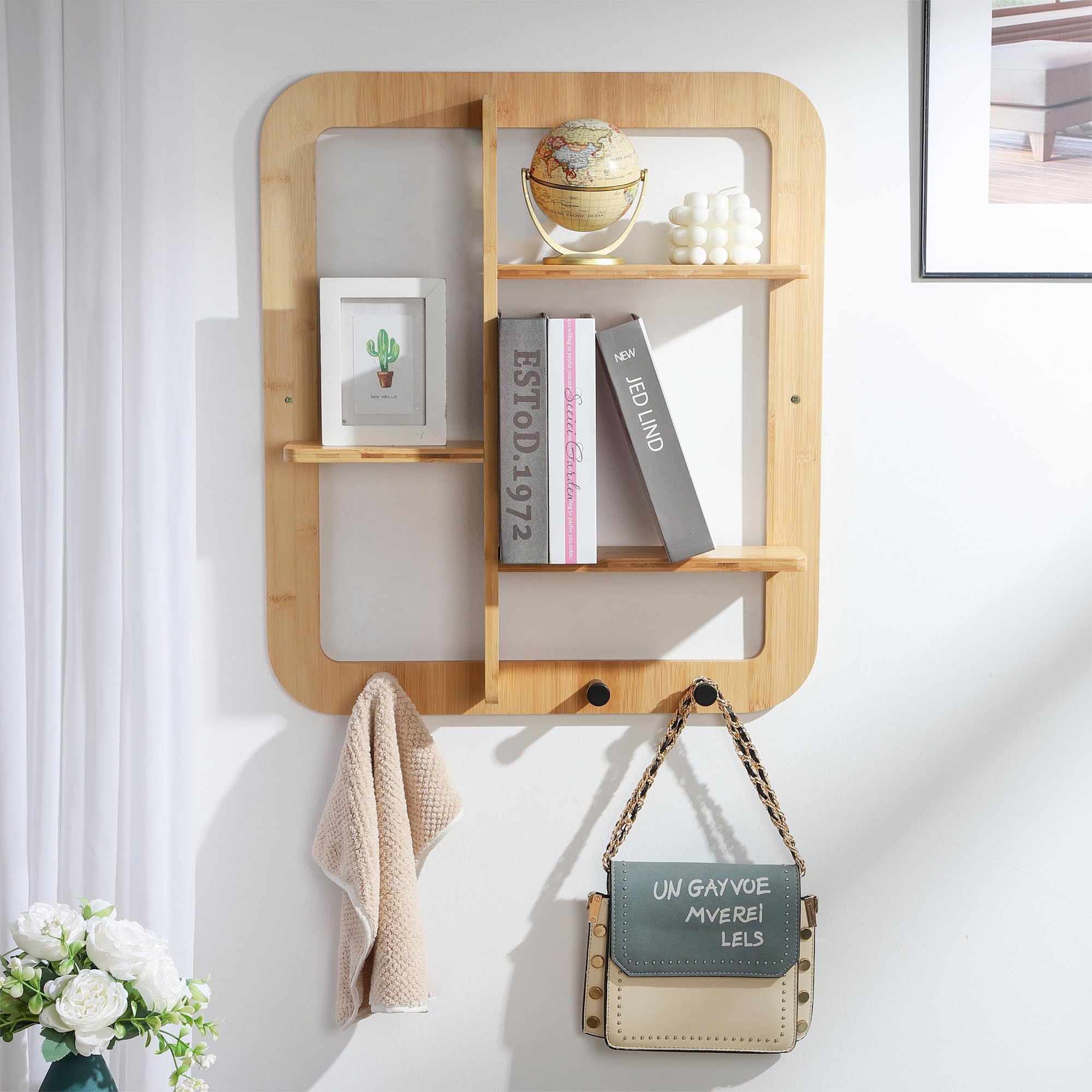 Amazon.com: Proman Products Fiji Wall Mounted Bamboo Floating Shelves