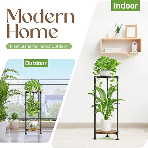 Miniatura 6 de iDavosic.ly Soporte esquinero de 2 niveles para interiores, 30 pulgadas de alto, vertical, de metal, para flores, estante resistente para macetas al