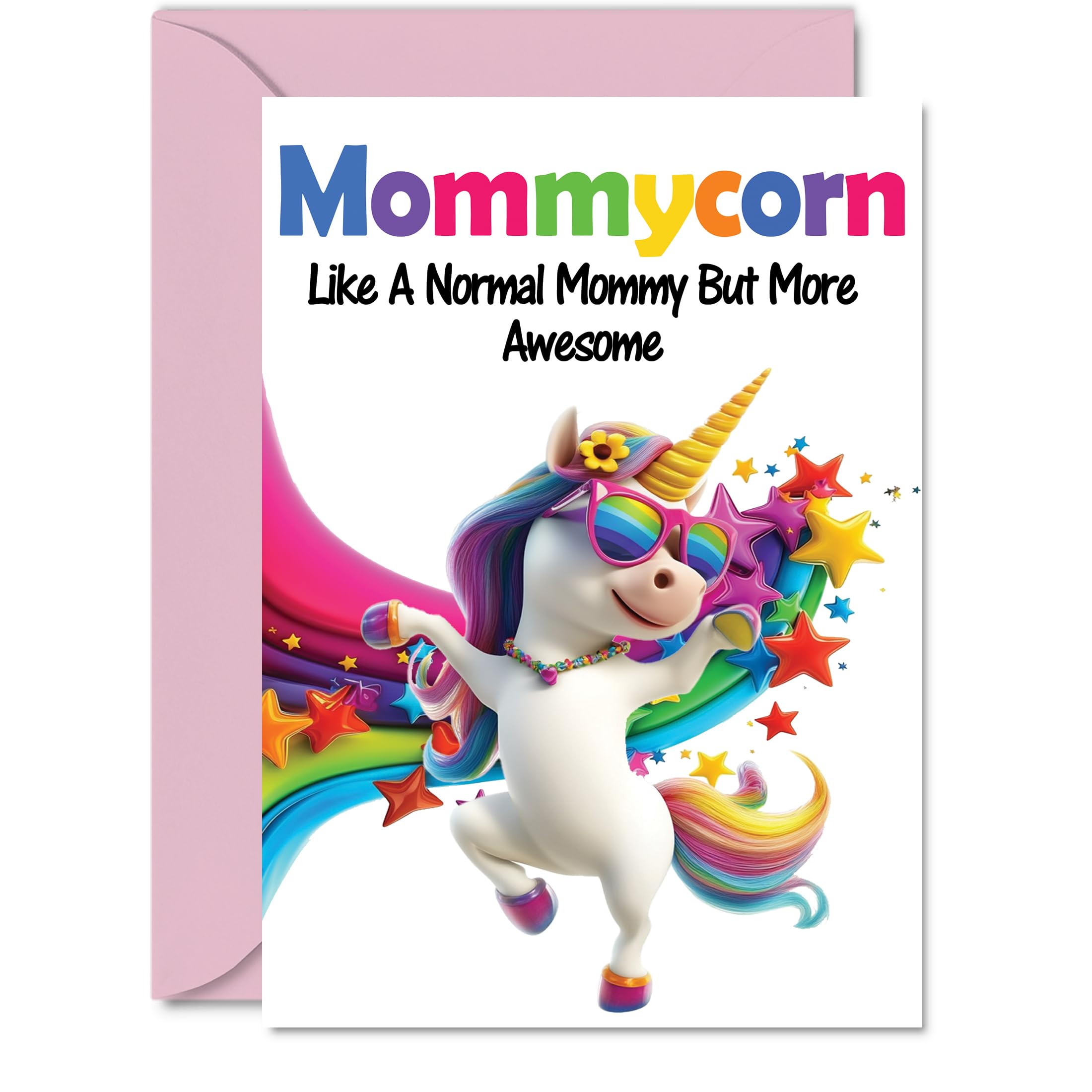 Mommy Birthday Card - Awesome Mommycorn - Happy Birthday Card for Mommy Mom from Son Daughter, A5 Unicorn Bday Greeting Cards