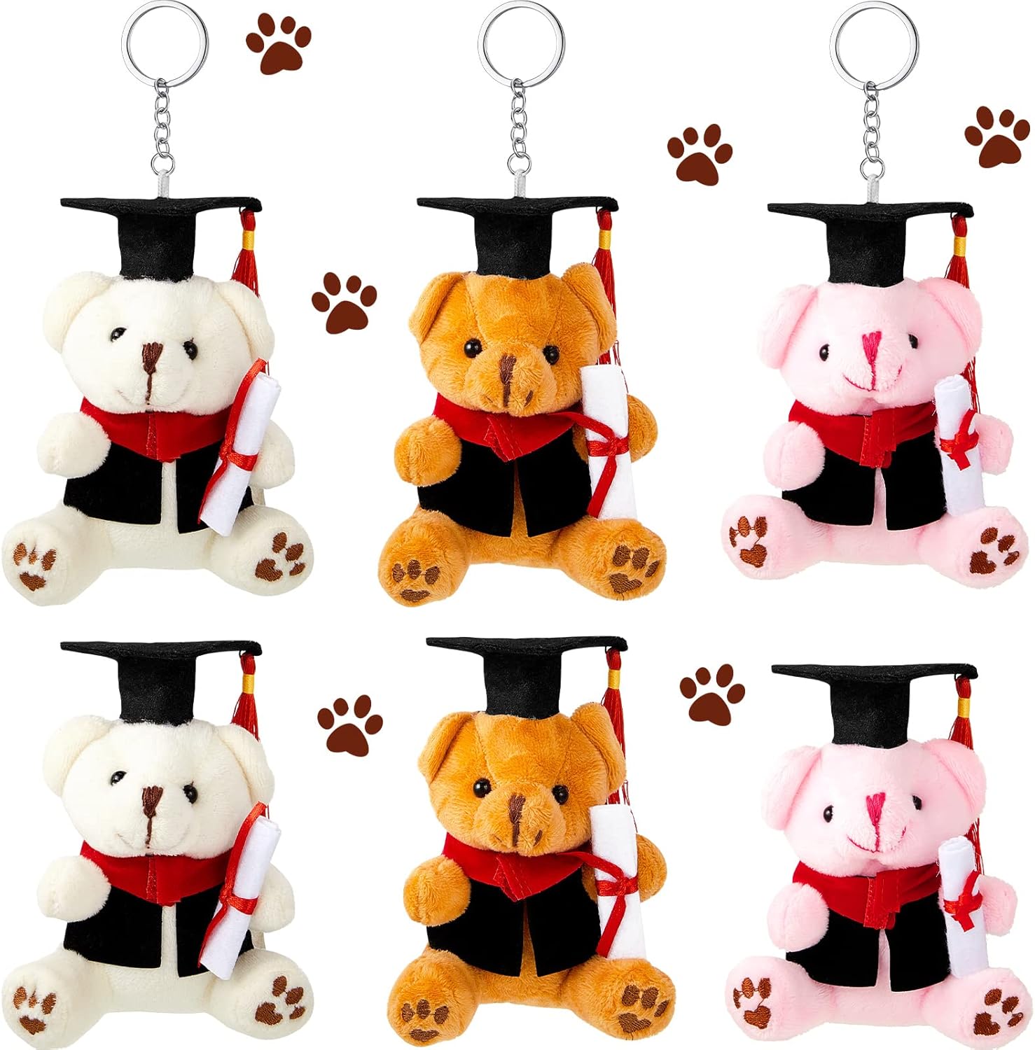 6 Pcs Bear Plush Toy Bear Keychains Mini Gift Bear Cute