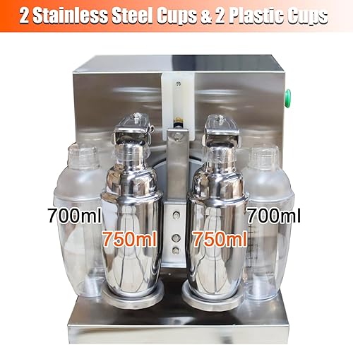 Miniatura 8 de NTBUYING - Máquina automática de batido de té con leche de 120 W, agitador eléctrico de burbujas con estaciones dobles, tazas de acero inoxidable de