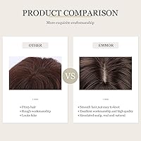 Vista 6 de EMMOR Pelucas marrones para mujer, pelucas largas en capas con flequillo de cortina, pelucas de fibra sintética resistentes al calor