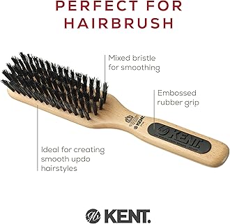 Kent PF06 Narrow Bristle Nylon Mix Hair Brush - Straightening and Styling Brush for Short to Medium Length Hair, Travel Hair Brush,For shining and Smoothing Brush. Made in England