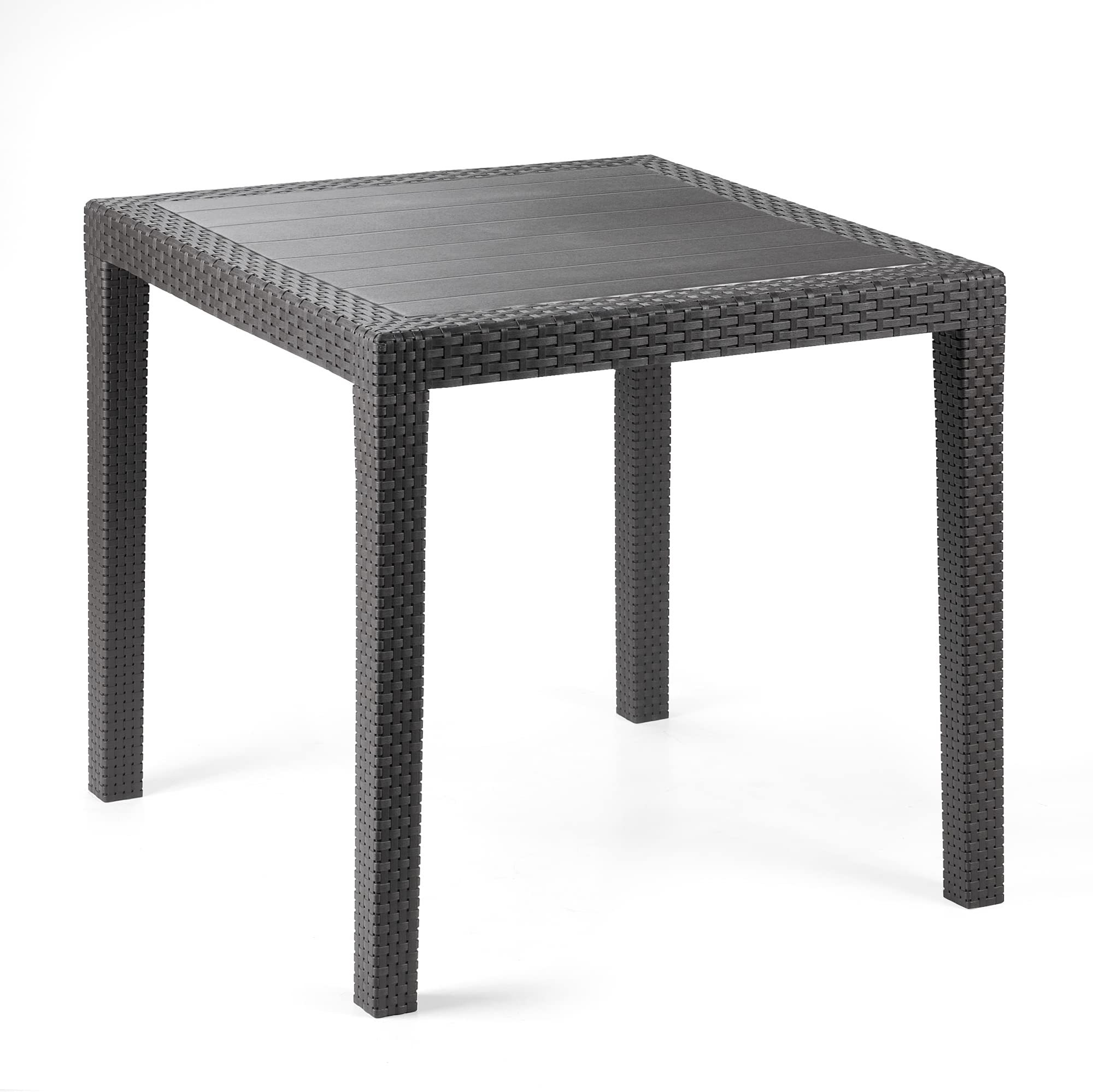 Square Garden Plastic Patio Dining Whether Proof Table Indoor Outdoors Furniture (Anthracite)