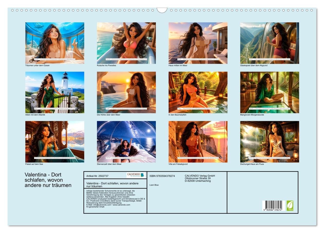 CALVENDO · Valentina - Dort schlafen, wovon (Kalender 2027) | DIN A2 Querformat · Wandkalender · außergewöhnlichsten Unterkünfte der Welt, von der Unterwasser-Suite bis zur Klippen-Kapsel