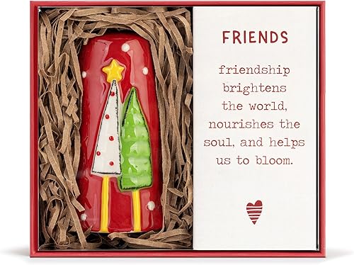 Vista 4 de DEMDACO Holiday Home Friends - Campana colgante de Navidad roja de 2.5 pulgadas