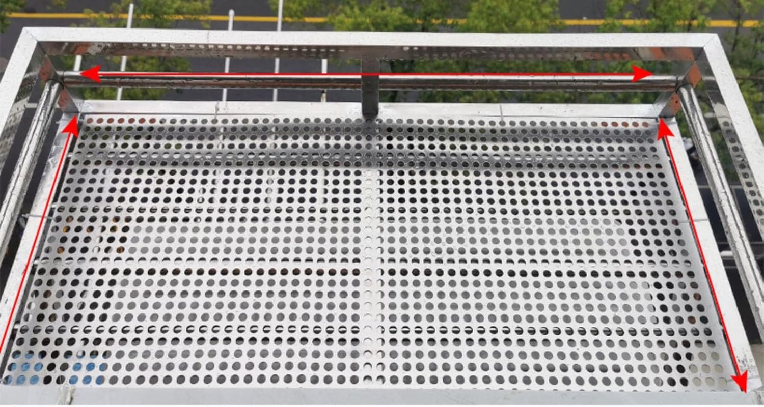 1mm Thick Stainless Steel Perforated Plate, 5mm Hole Diameter, Anti-Fall Metal Sheet with Ties & Gloves, Easy Installation, Durable & Versatile (Size: 0.42x1m)