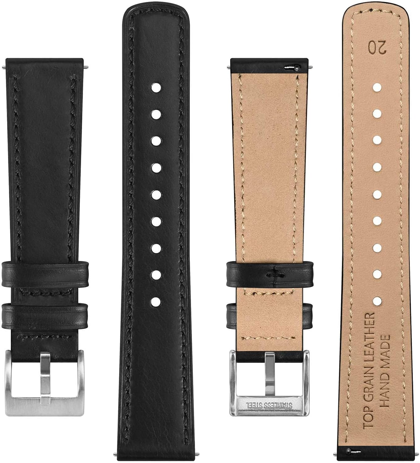 BISONSTRAP Leather Watch Straps, Classic Oil Waxed Leather, Quick Release Replacement Band for Men and Women, Band Width 18mm 20mm 22mm - Image 3
