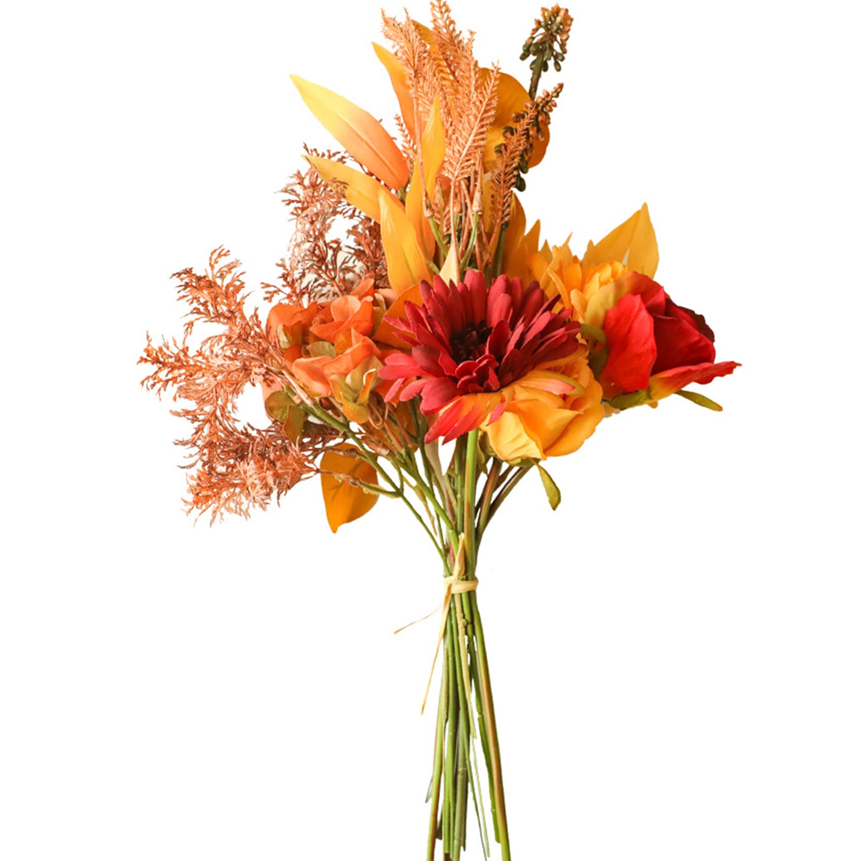 hanlongyu Künstliche Blumensträuße Seide Sonnenblumen für Heimdekoration und Hochzeit, Faux Fall Blume Esstisch Mittelstück, Künstliche Pflanzen Herbst Laub Seidenblumen für Dekoration (Herbstrot)