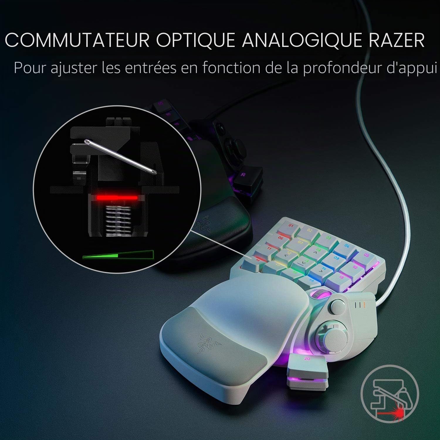 Razer Tartarus Pro Gaming Keypad : Mercury White
