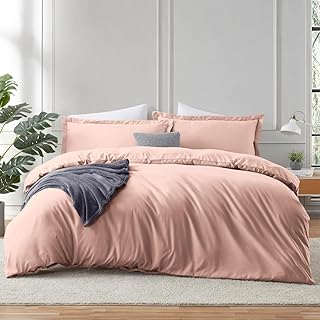 Hearth & Harbor Blush Pink Duvet Cover Queen Size - 3 Piece Soft Double ...