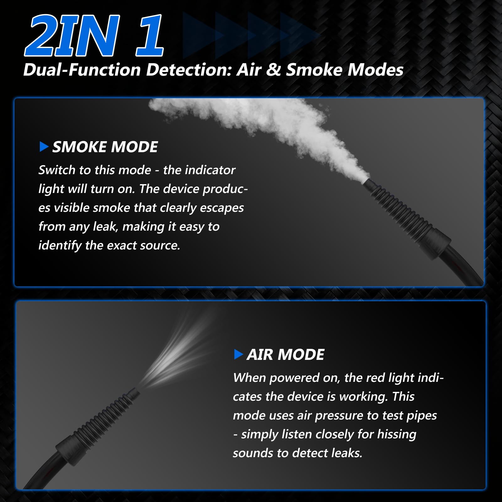 BELEY T105 Detector de Fugas de Humo automotriz con Bomba de Aire integrada, Probador de vacío EVAP con manómetro, para Sistemas de tuberías y carburante, Compatible con Coches, Motos y Barcos