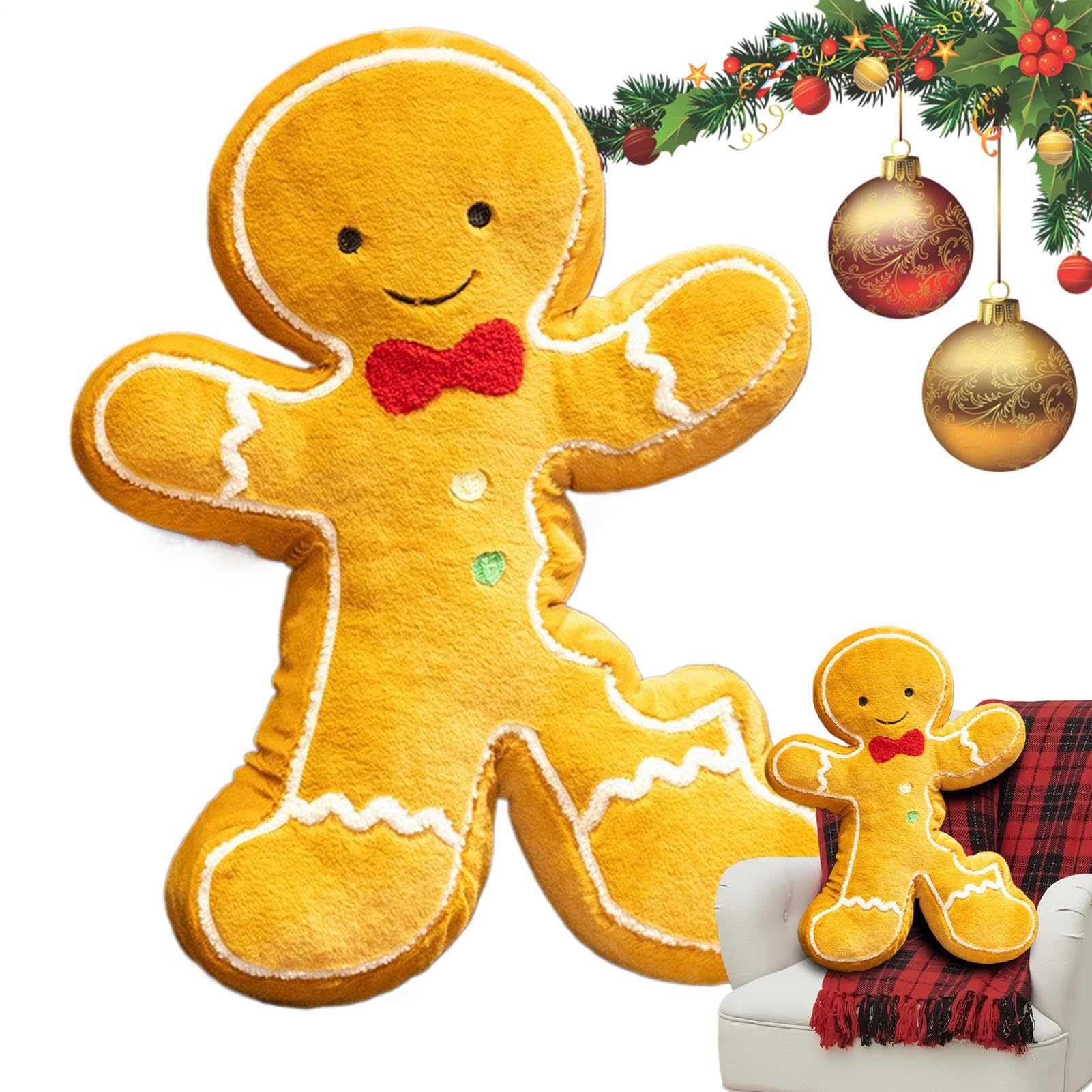 Housse de coussin Gingerbread Man 40cm en peluche douce pour décoration de Noël