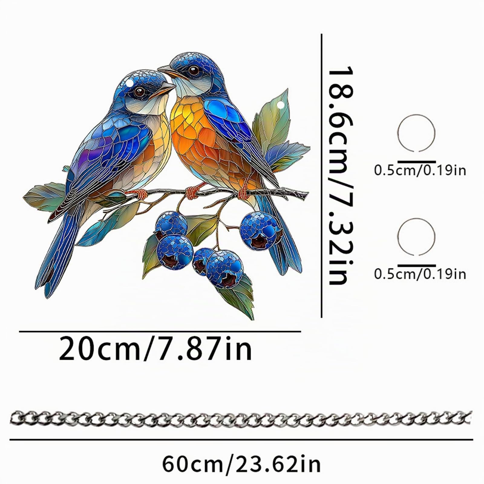 Atrapasoles Colgante Pájaro Decorativo de Acrílico 18x20 cm Decoración Hogar y Jardín Veleta de Viento Sun Catcher para Ventanas Paredes Árboles o Terraza Decoración Interior y Exterior