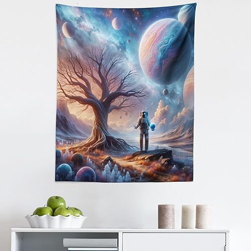 Miniatura 413 de Ambesonne Tapiz gótico, patio con hiedra encantada en la puerta antigua al bosque, colgante de pared ancho para dormitorio, sala de estar, 2-Verde