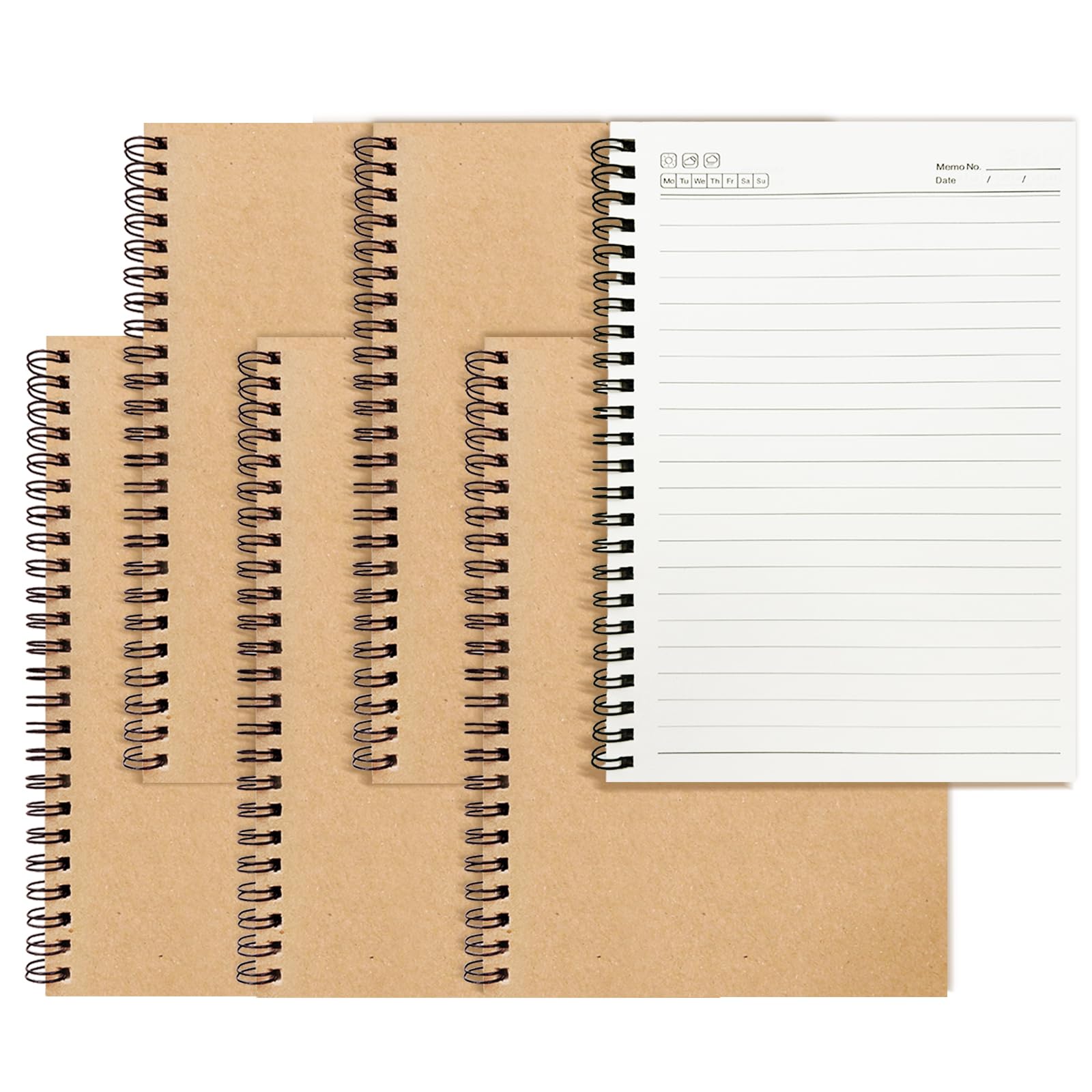 RITOLLO A5 Lined Spiral Notebooks, 6 Pack – 120 Pages per Notebook, Double Wire Binding, Portable Notepads for School, Study, Office, Journaling (Lined) — image 1