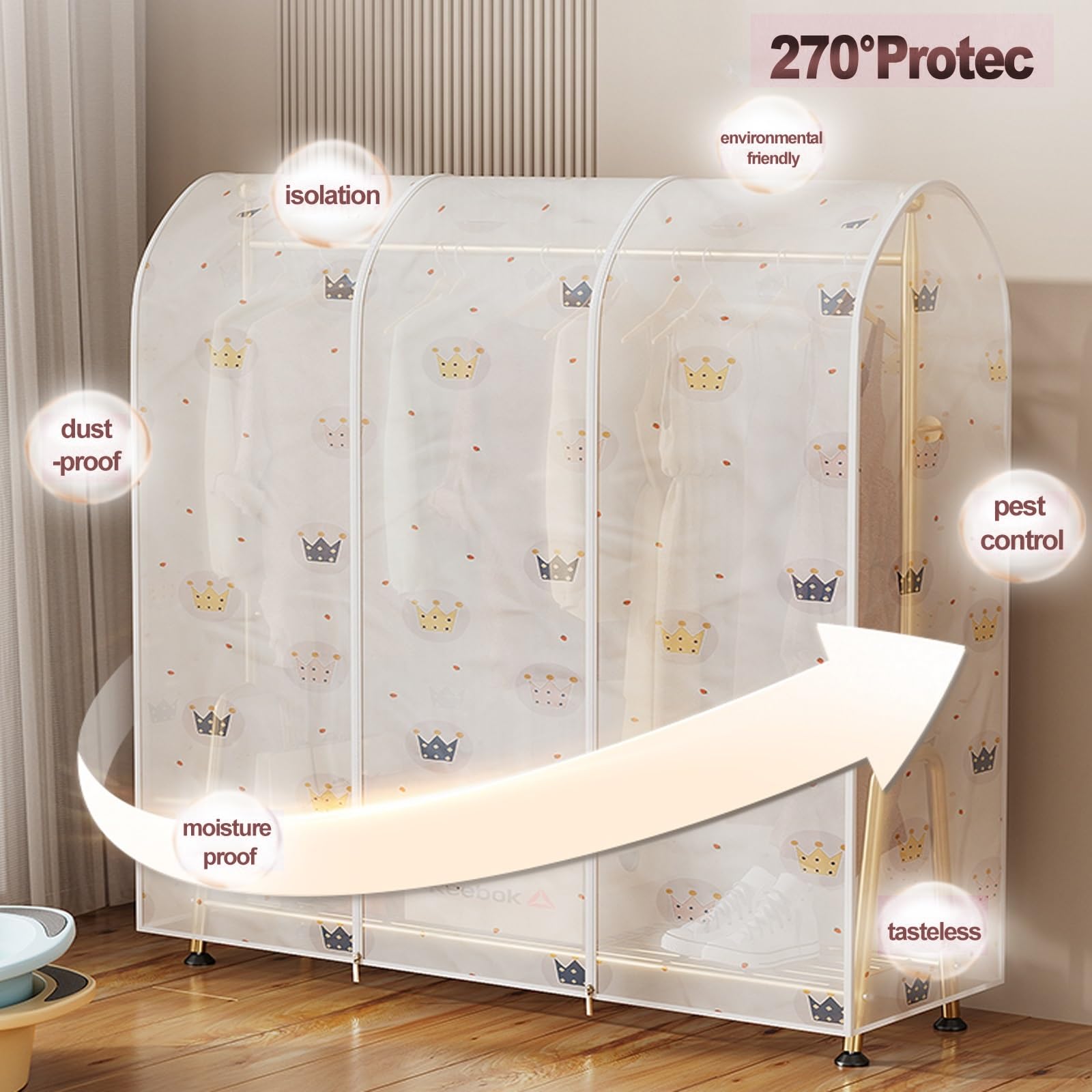 Funda Ropa Funda Perchero Translúcido Ropa Colgar Armario con Cremallera, Almacenaje para A Prueba de Humedad del Polvo No Requiere Apto para Toda la Ropa(110x50x150cm)