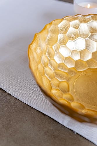 Miniatura 7 de Vietri Rufolo - Cuenco de cristal dorado con forma de panal de abeja, plato decorativo, cuenco de frutas y dulces para oficinahogar