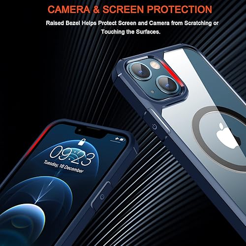 Miniatura 5 de TENDLIN Funda magnética compatible con iPhone 13 Mini compatible con MagSafe funda protectora suave transparente de parte trasera dura (azul)