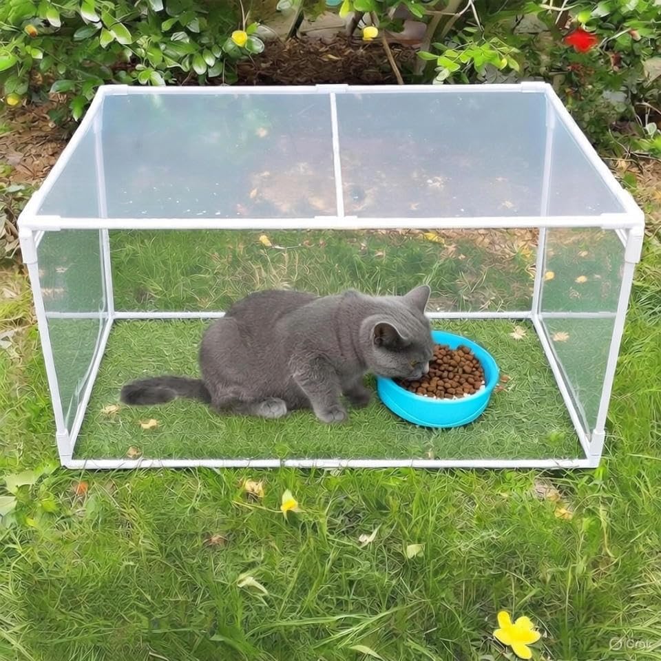 FITHUGOO Large Outdoor Cat House, Weatherproof cat House for Outdoor Cats, Durable and Cold-Proof and Windproof Transparent fsimple shelter for Garden or backyar, Easy DIY Assembly