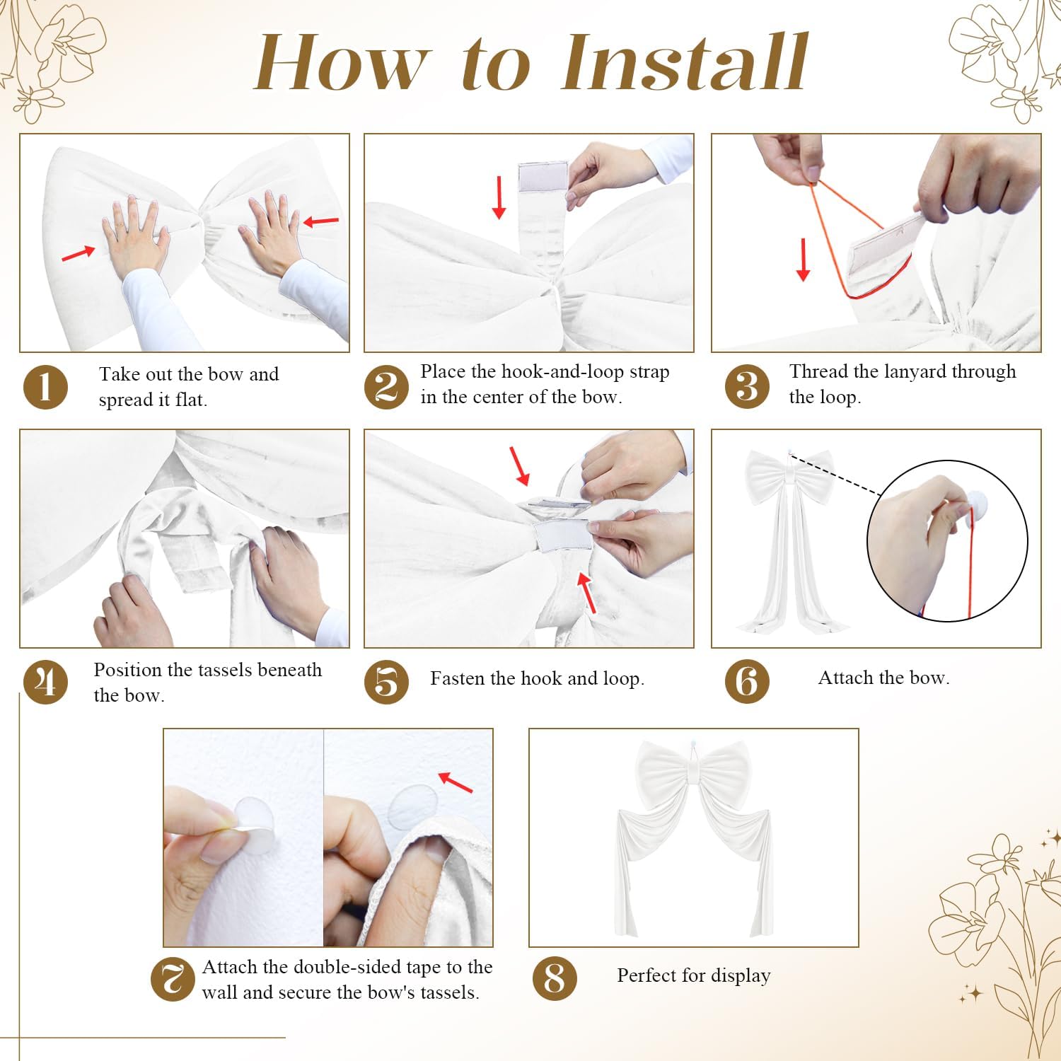 MODFUNS Extra Large Bow Decor White Gaint Bow with Long Ribbon, 75x23 Inch Oversized Bows for Wall Big Bows Decorations for Baby Shower Coquette Party Wedding Bridal Bachelorette Supplies