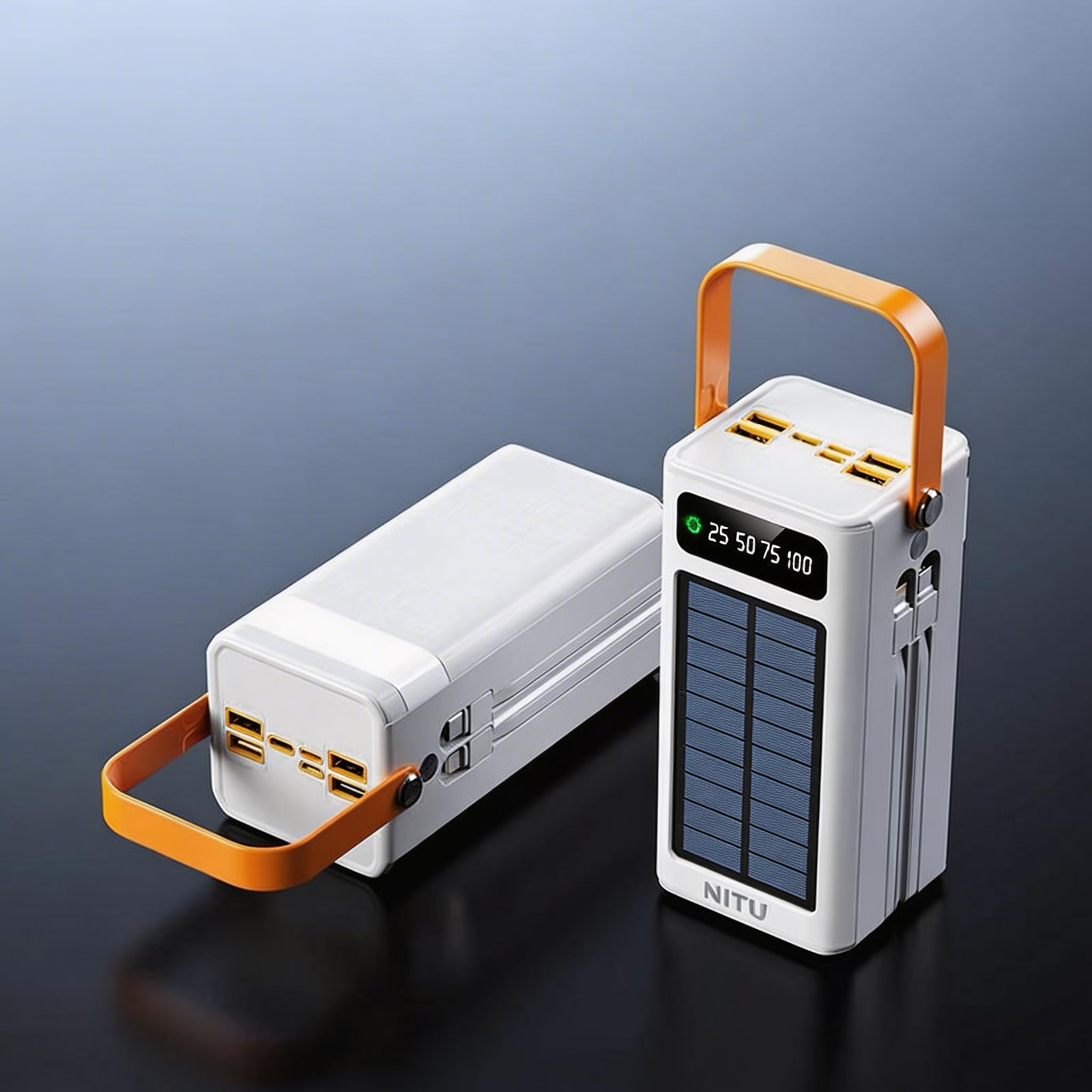 ZMC Solar Power Bank 10000 mAh 22,5 W PD ricarica rapida, 4 uscite, cavo 3 in 1, per iPhone e Android, bianco