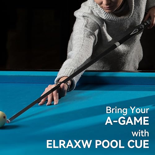 Miniatura 7 de Taco de piscina de fibra de carbono, palo de piscina de baja desviación para adultos, palo de billar profesional, eje cónico profesional de carbono