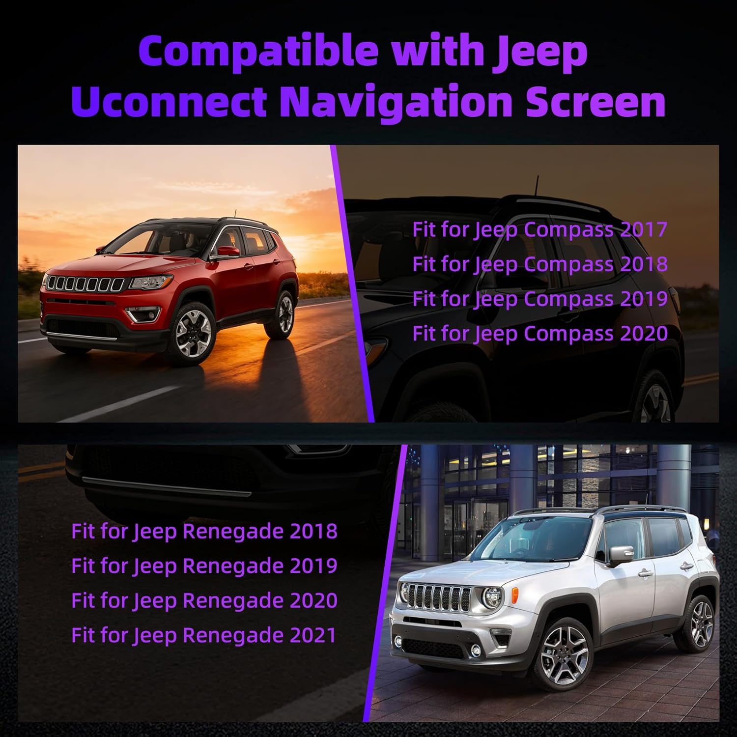 7" Uconnect Touch Screen Digitizer with Bracket Compatible with Jeep Compass 2017-2020 & Jeep Renegade 2018-2021, Replace TDO-WXGA0700K00033-V2 TDO-WXGA0700K00057-V1-800×480P, 2-Year WTY