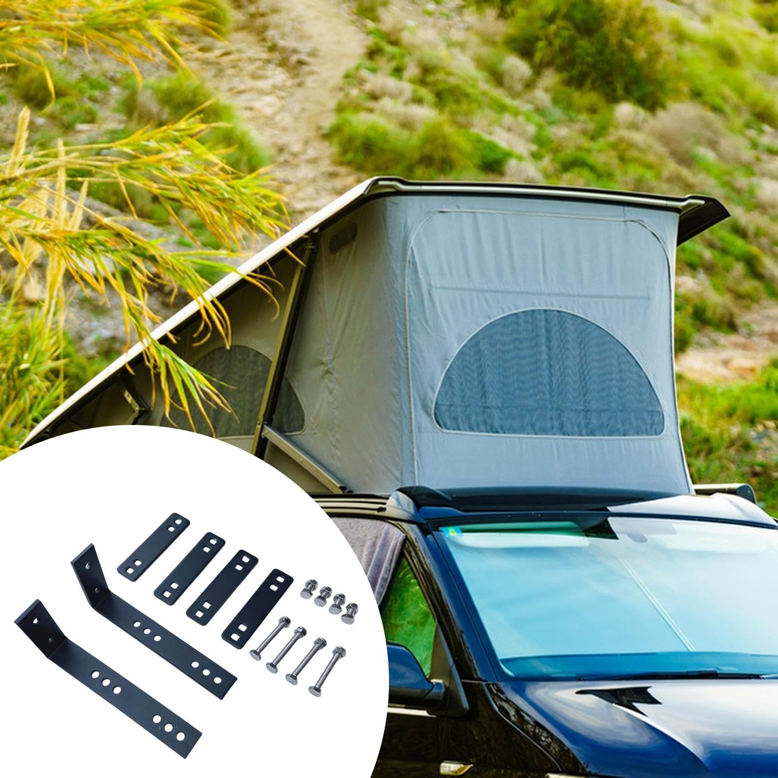 Kit de Soportes y Herrajes para Montaje de Toldo para Coche, Robusto, para Instalación de Tienda Lateral, Barras Transversales de Portaequipajes y Toldos Todoterreno, Fácil Instalación, Negro