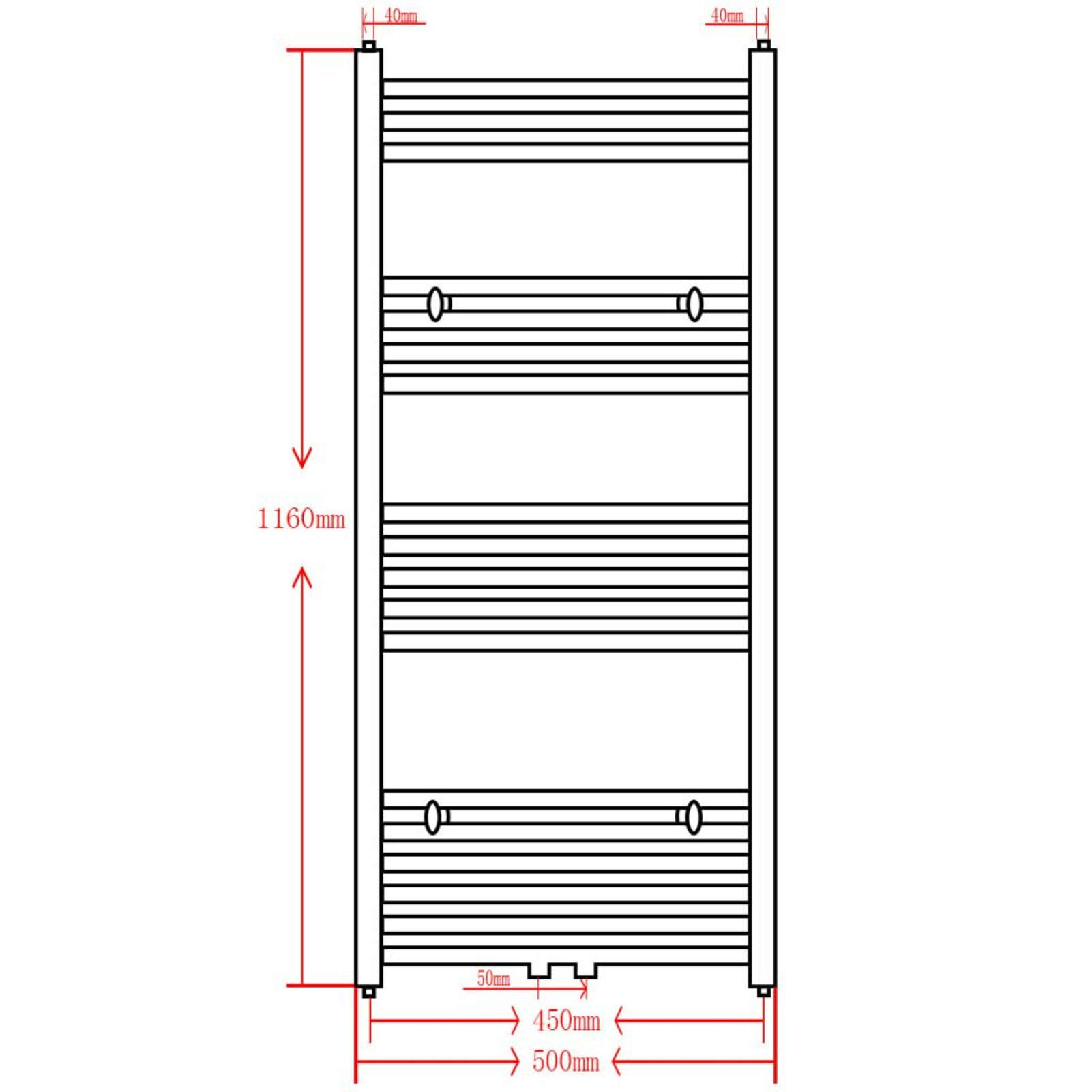 Tidyard Radiador Toallero de Baño Calentador de Toallas Toallero Baño Radiador Toallero Secatoallas Radiador de Baño Radiador Toallero de Agua Curvo Negro 500 x 1160 mm