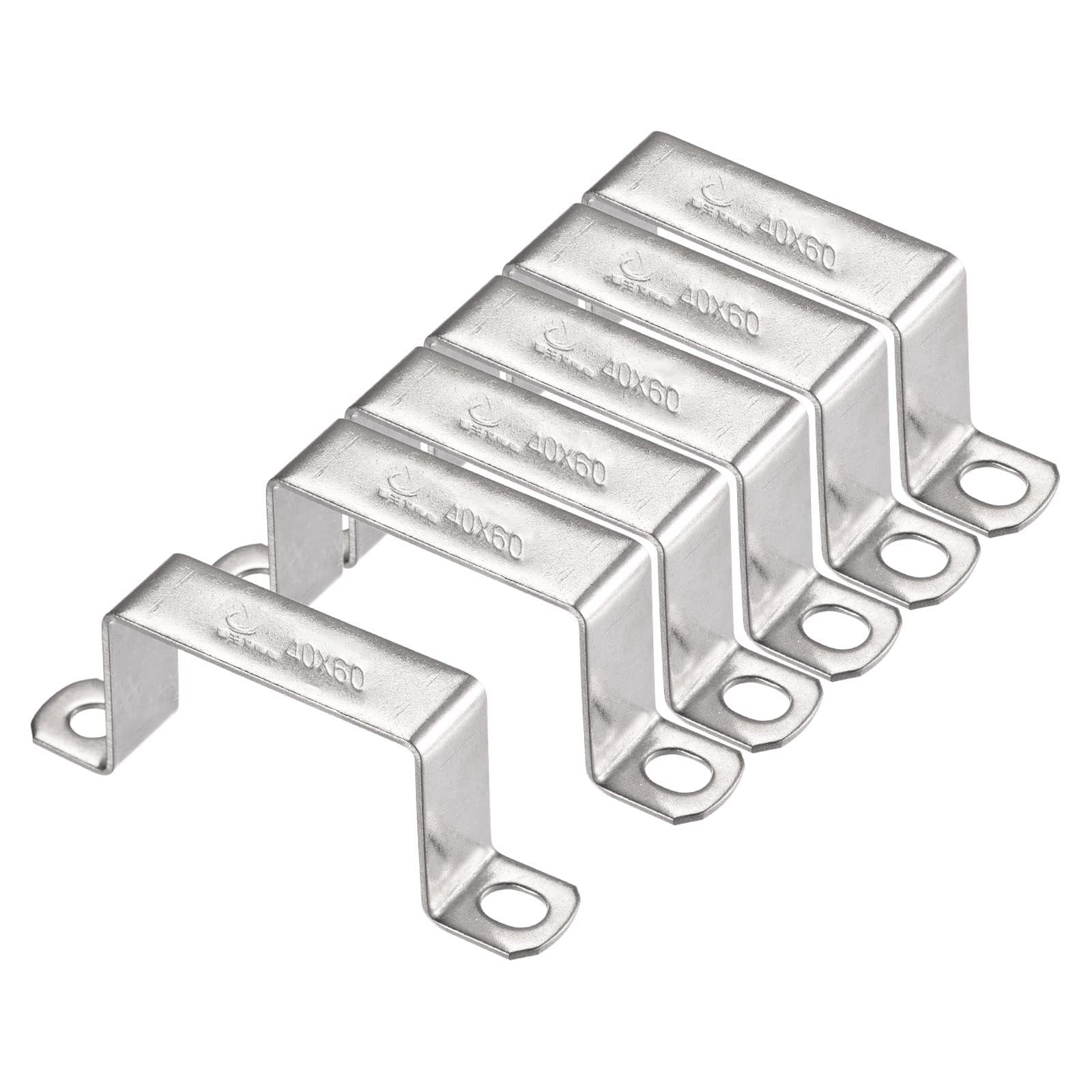 Unifizz 38 x 61mm U Shaped Strut Connector Bracket 304 Stainless Steel Door Closed Bar Holder 6pcs