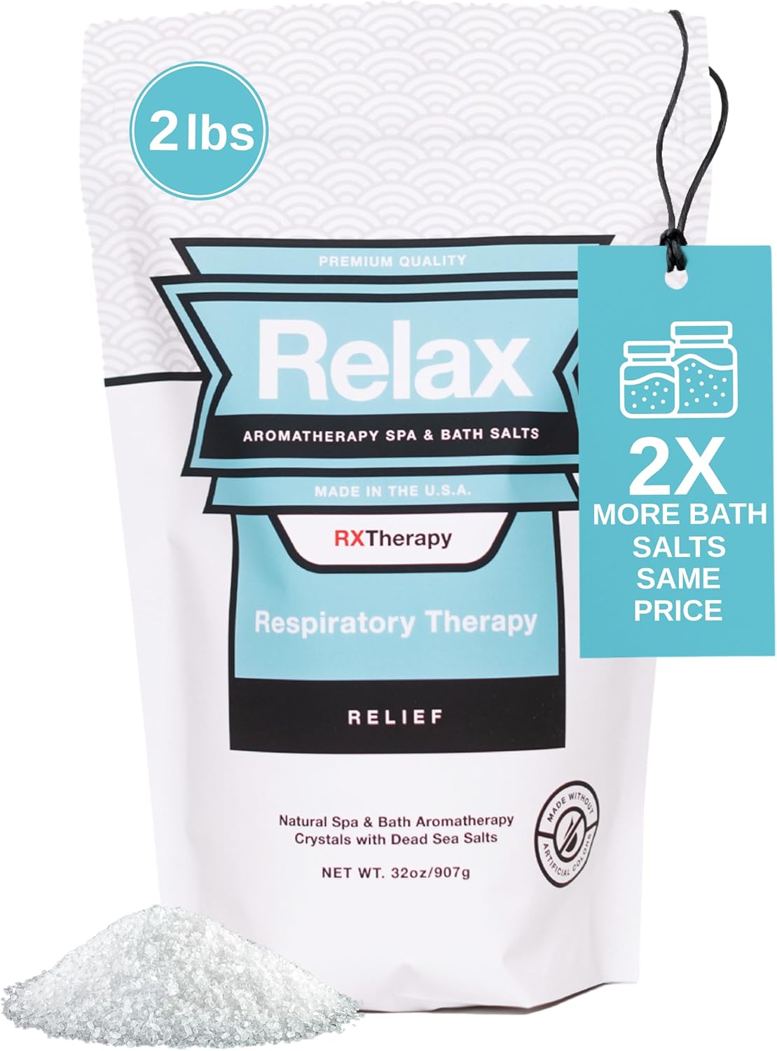 Relax Spa & Bath, Epsom & Dead Sea Salts, Aromatherapy Bath Salts for Hot Tub, Bath, or Spa, Infused with Magnesium, 32 oz Each, 7 Pack RX Therapy