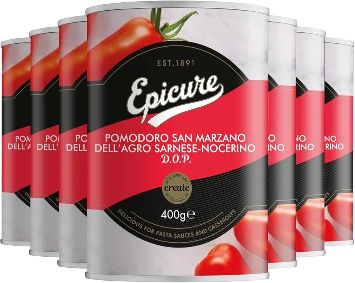 Epicure Tinned San Marzano Tomatoes, Delicious for Pasta Sauces & Casseroles, 400 g (Pack of 12)