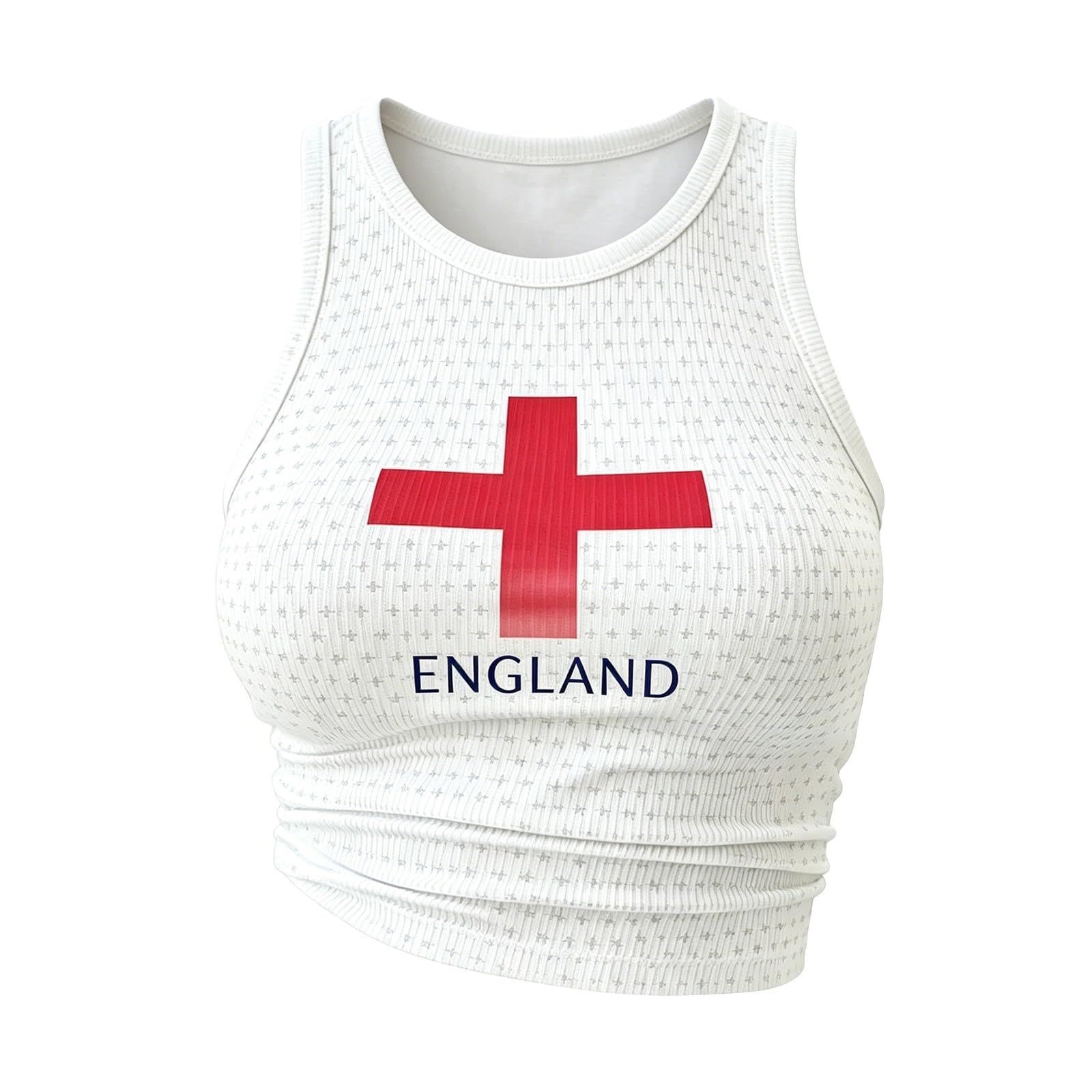 Crop Tops for Women 2026 England Football Shirt Team Graphic Sleeveless Racerback Ribbed Cropped Tank Top Casual Wear Perfect Present for Football Lovers Match Day Outdoor Gatherings S-XXL โ image 1