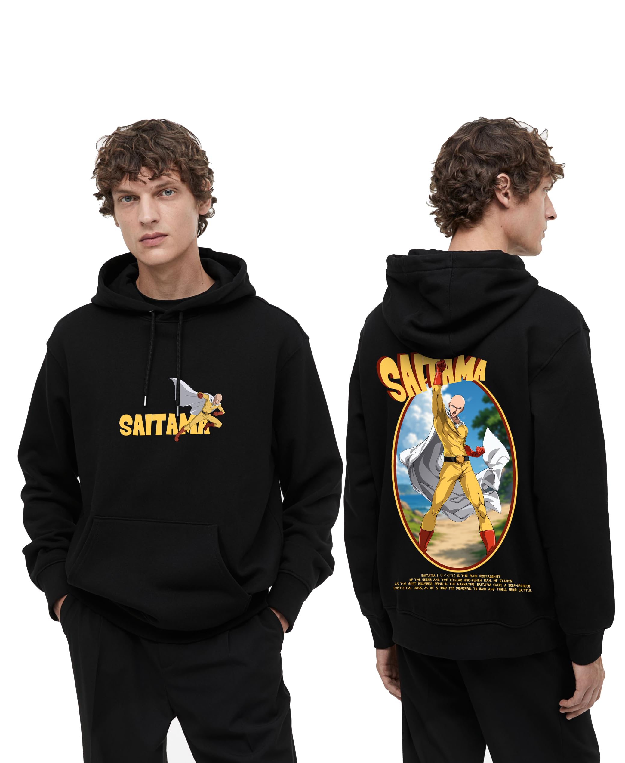 Saitama One Punch Man Anime Printed Hoodie | 100% Cotton Hooded Neck | Full Sleeve | Casual Pullover Graphic Hoodies for Men and Women-image-14