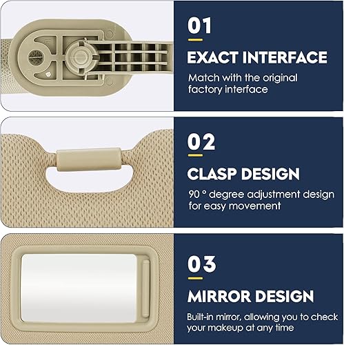 Miniatura 2 de Parasol lateral para conductor y pasajero compatible con Hyundai Elantra 2011 2012 2013 2014 2015, repuesto para 852103X000TX, 852203X000TX Beige,